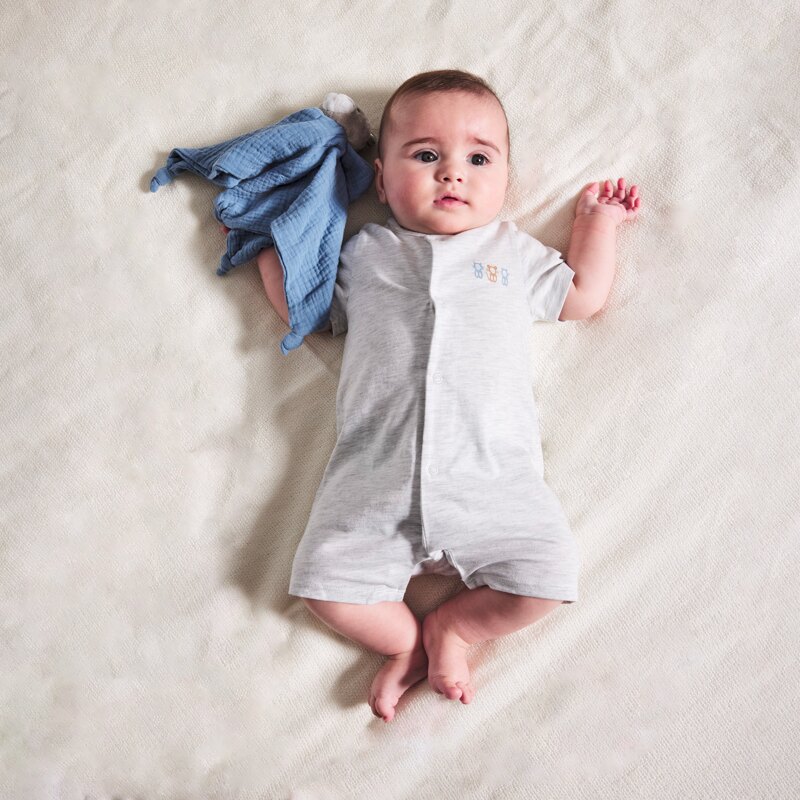 Combi courte jersey unie et rayée (lot de 2) bleu naissance Bleu