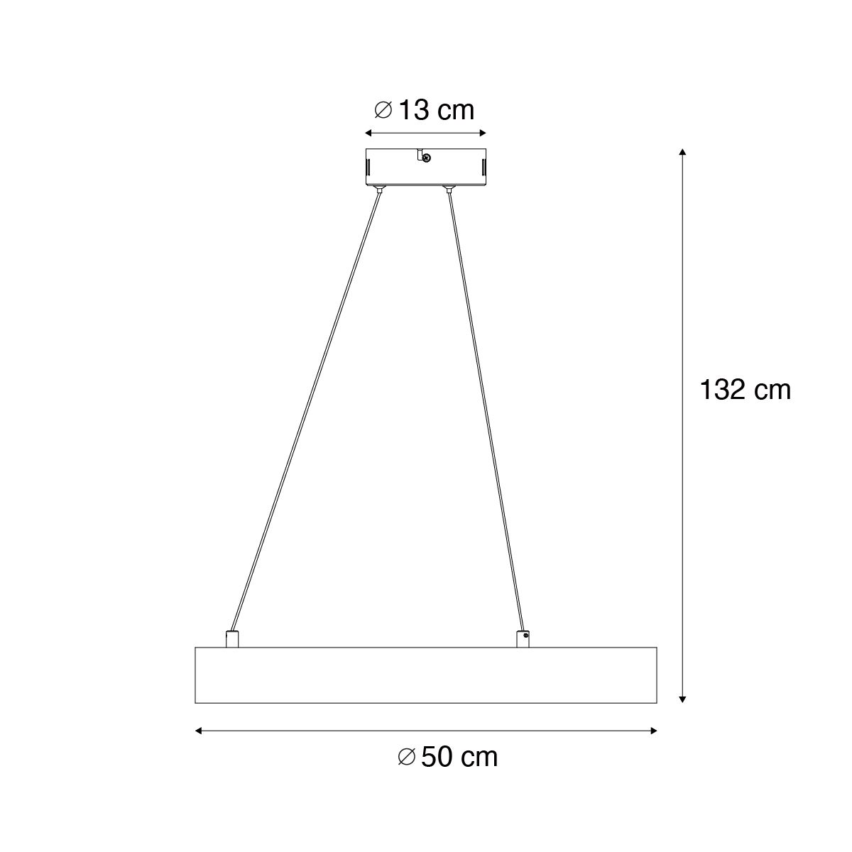 Moderne hanglamp zwart 50cm incl. LED 3-staps dimbaar - Organici