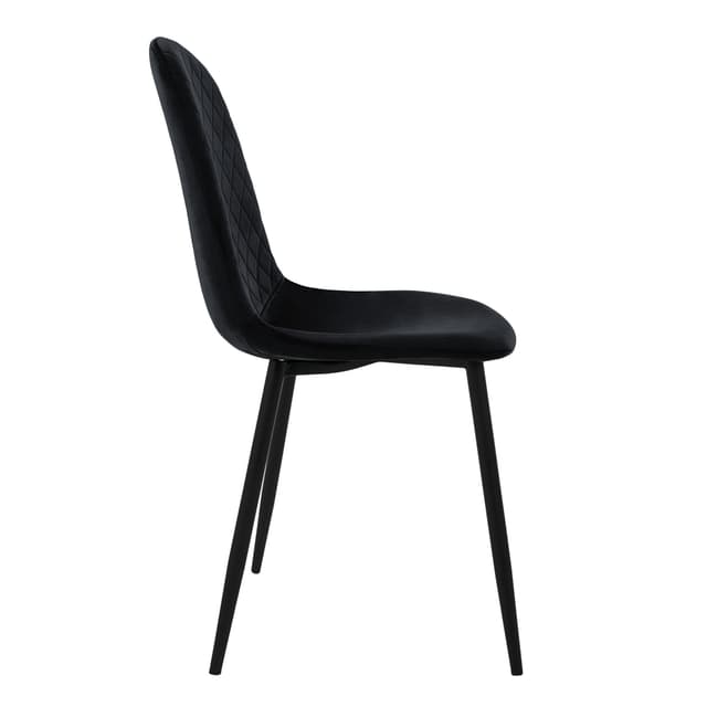 Spisebordsstol 4 dele sort velourbetræk med metalben ML-Design