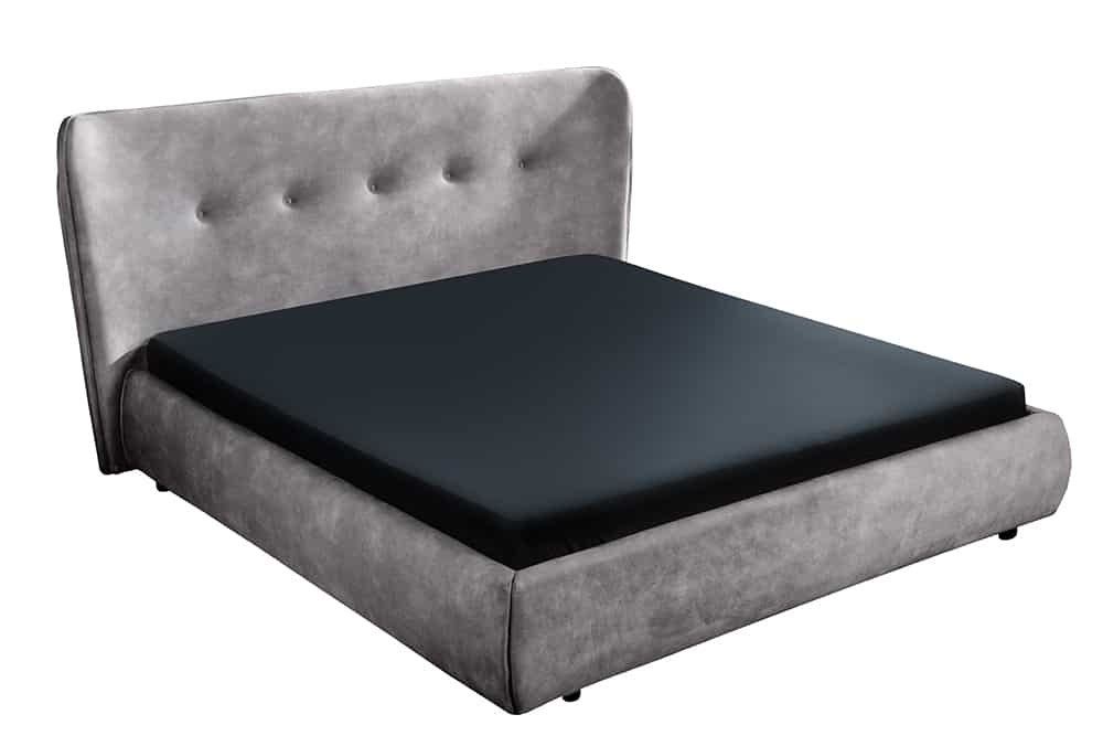 Retro Doppelbett FLORENZ 180x200cm grau Samt Kingsize Polsterbett