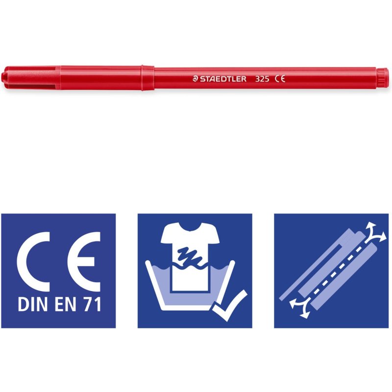Stylo feutre staedtler 325 pointe moyenne 1mm pack de 24 couleurs assorties