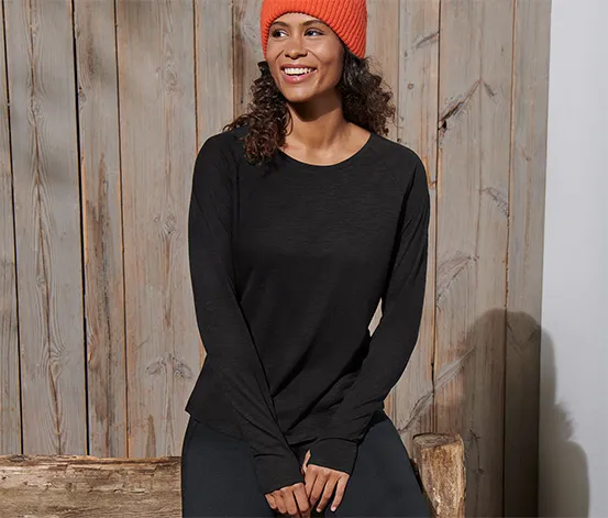 Langarm-Sportshirt, schwarz