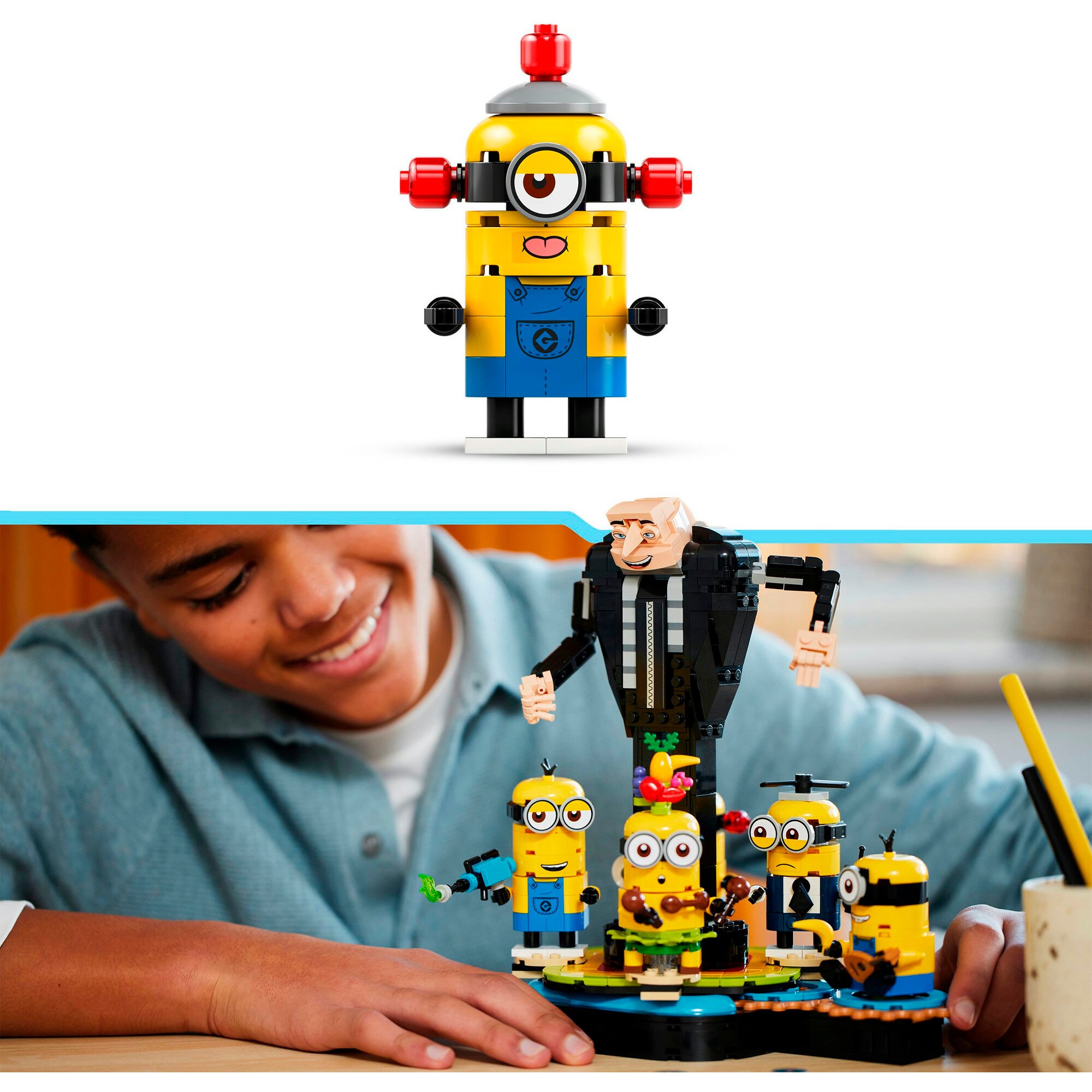 LEGO Konstruktionsspielzeug Minions Gru und die Minions aus LEGO Steinen