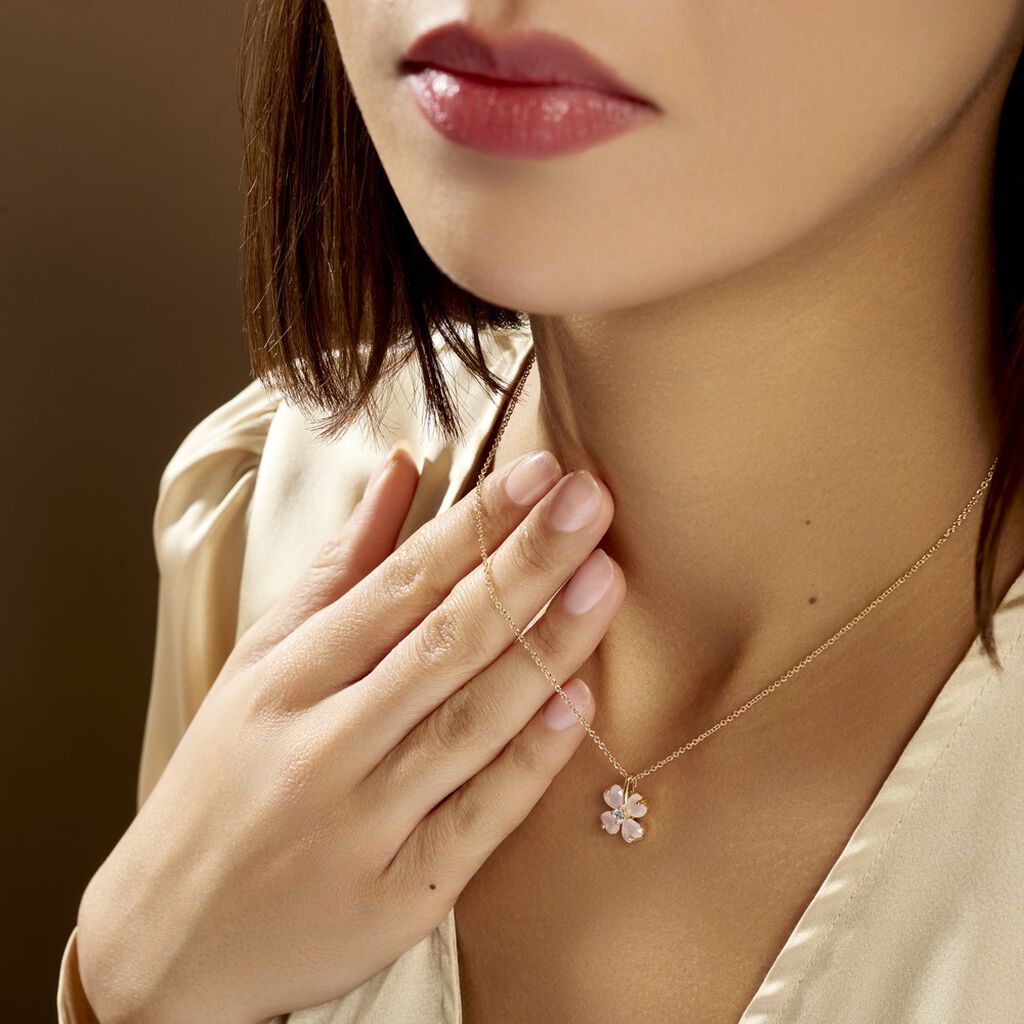 Collier Sendai Plaqué Or Jaune Oxyde De Zirconium