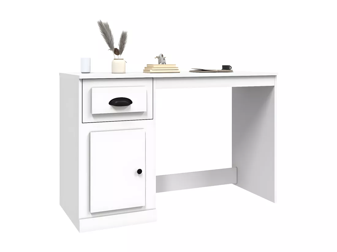 Bureau avec tiroir blanc 115x50x75 cm bois d'ingénierie