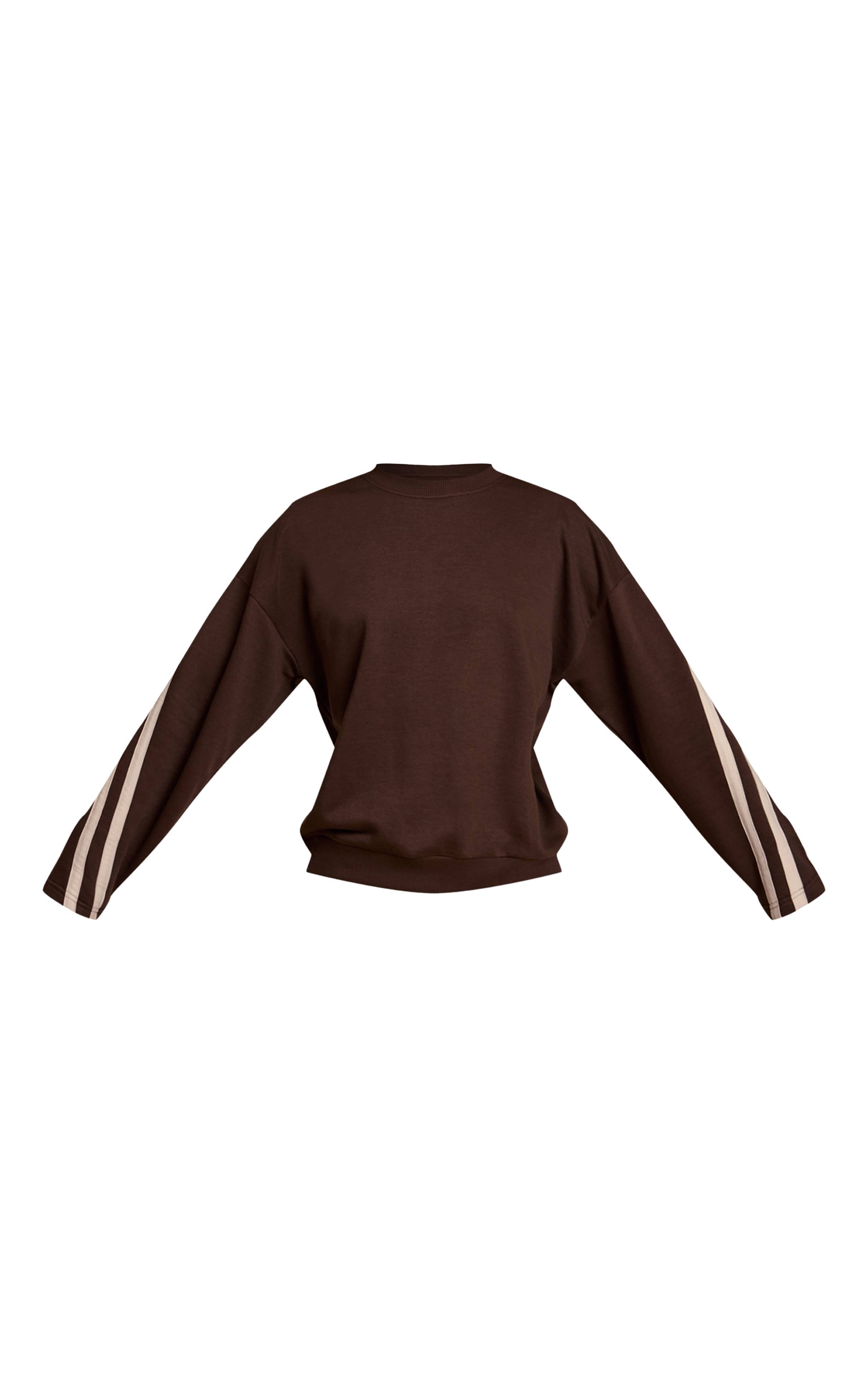 Marron Sweatshirt Oversize Prune À Rayures Contrastées