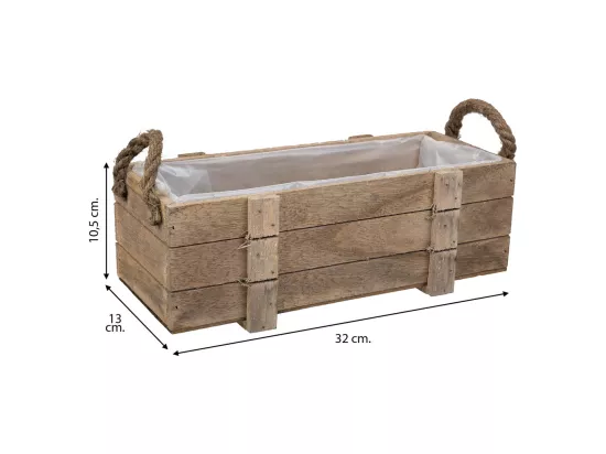 Panier en bois avec poignées marron 32x13x10,5h
