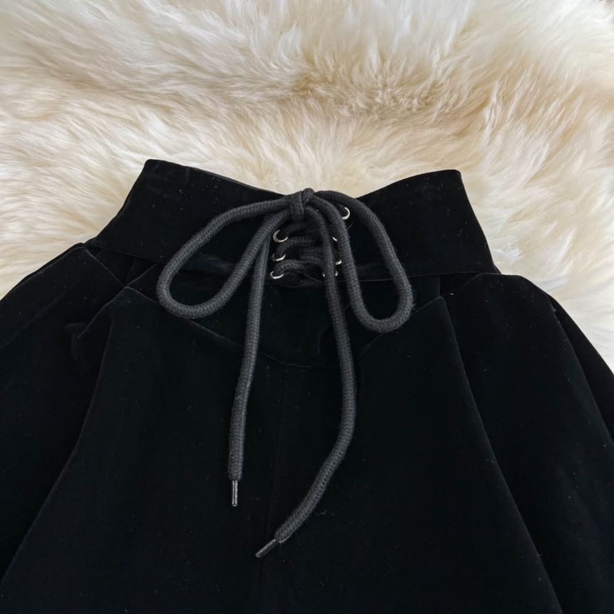 Yearnin - Hoge taille fluwelen effen shorts