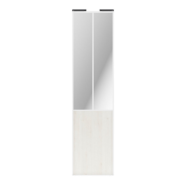Porte de placard coulissante atelier bois nordique profil blanc GoodHome Arius H. 248,5 x L. 61.2 cm + amortisseurs