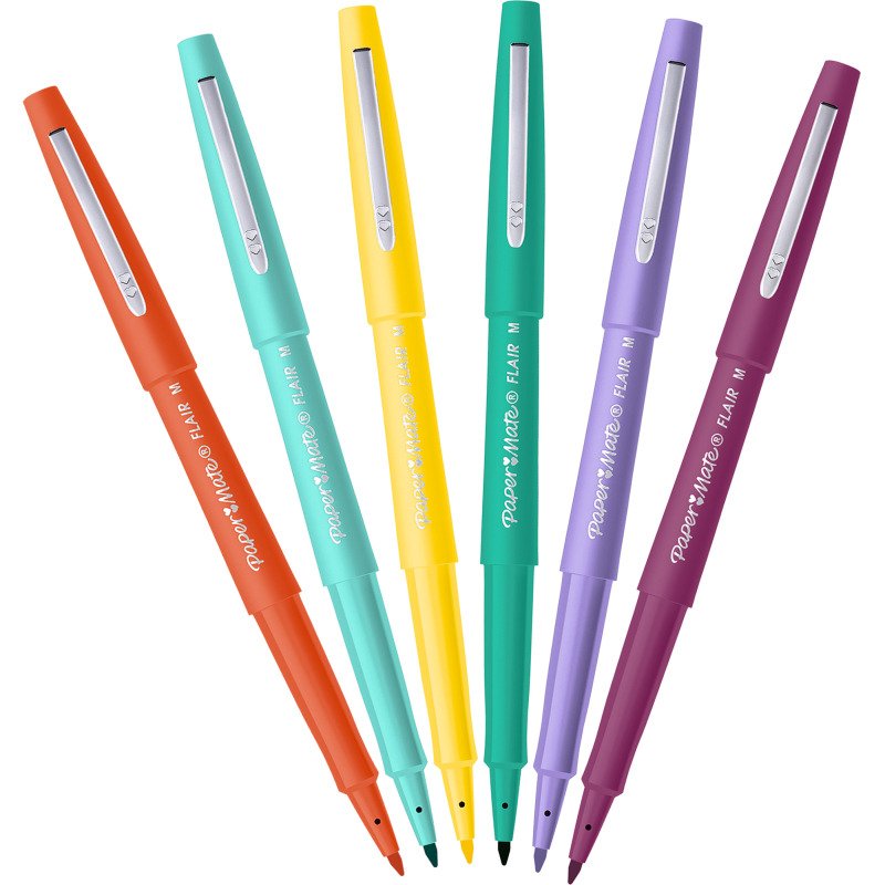 Stylo feutre Papermate Flair Retro écriture moyenne - Pochette de 16