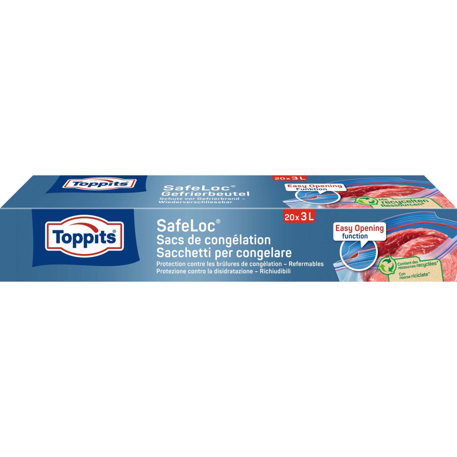 TOPPITS Doppelverschluss-Gefrierbeutel SafeLoc 20 x 3 l