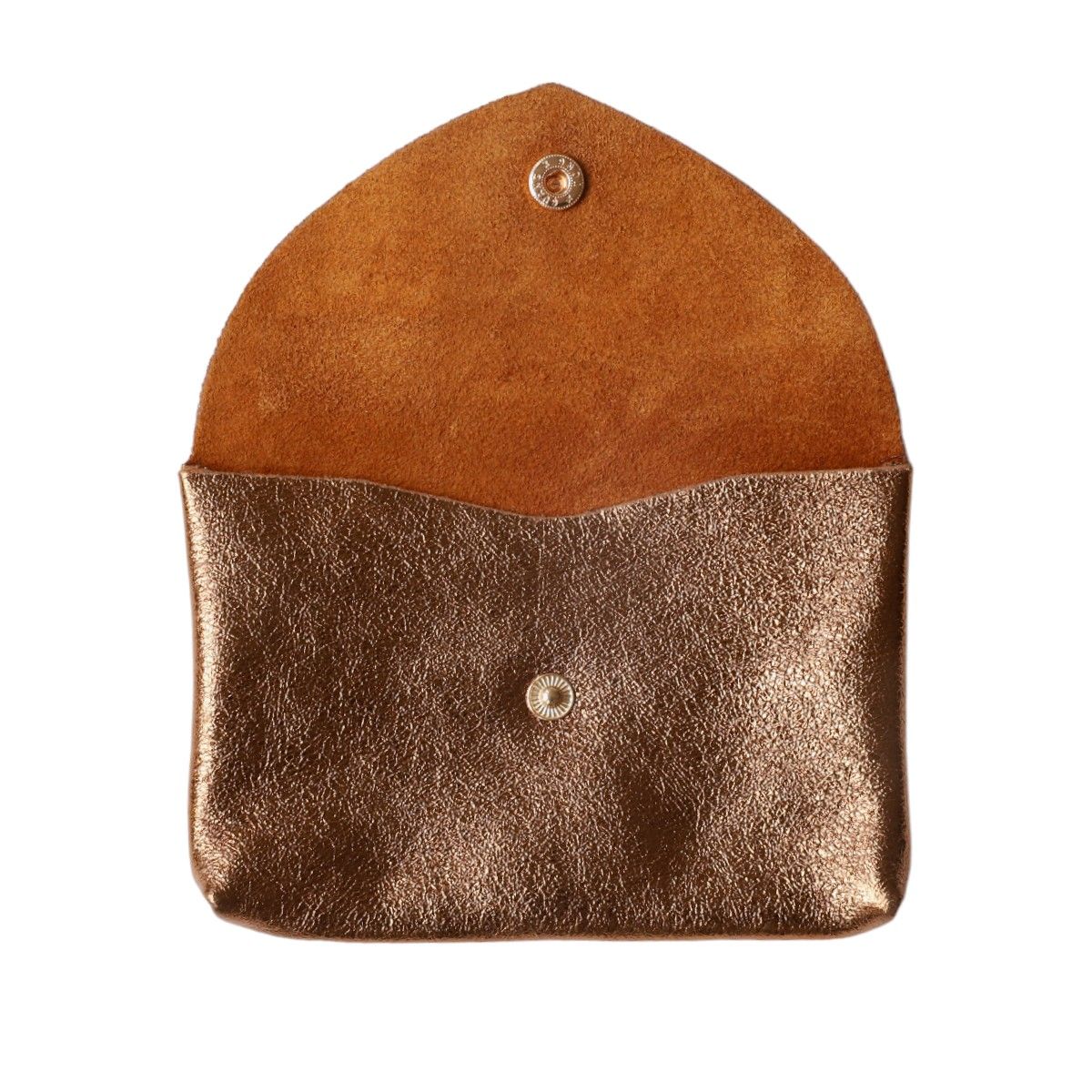 Grand porte-monnaie enveloppe cuir bronze cuivré Maison Suzanne
