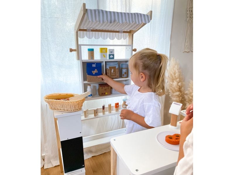 small foot Kaufladen «fresh» Kompakter Kaufladen mit abnehmbarer Stoffmarkise