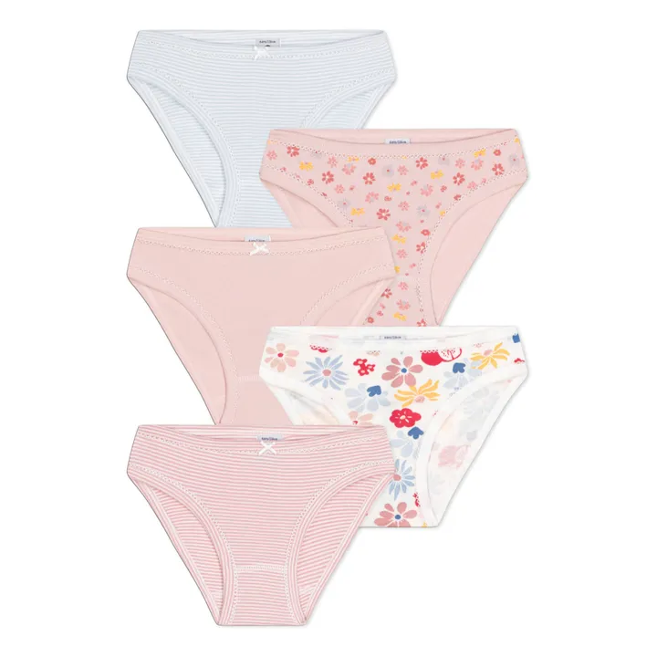 Petit Bateau Lot 5 Culottes Fleurs | Rose