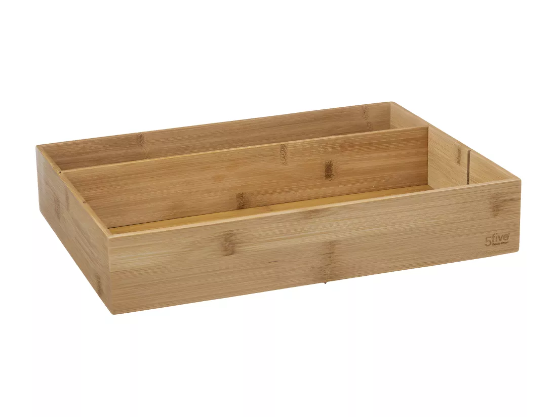 Organiseur de cuisine Range ustensile en Bambou 3 grands compartiments 28 x 38 cm