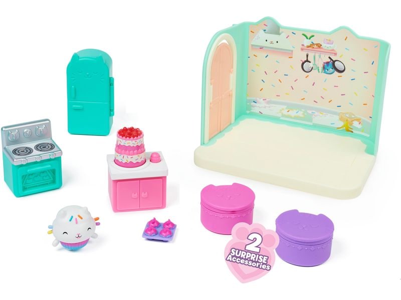 Spinmaster Gabby's Dollhouse Cakey's Küche Deluxe Rooms Deluxe 'Bakey with Cakey'-Küche und Kuchi-Katzenfigur
