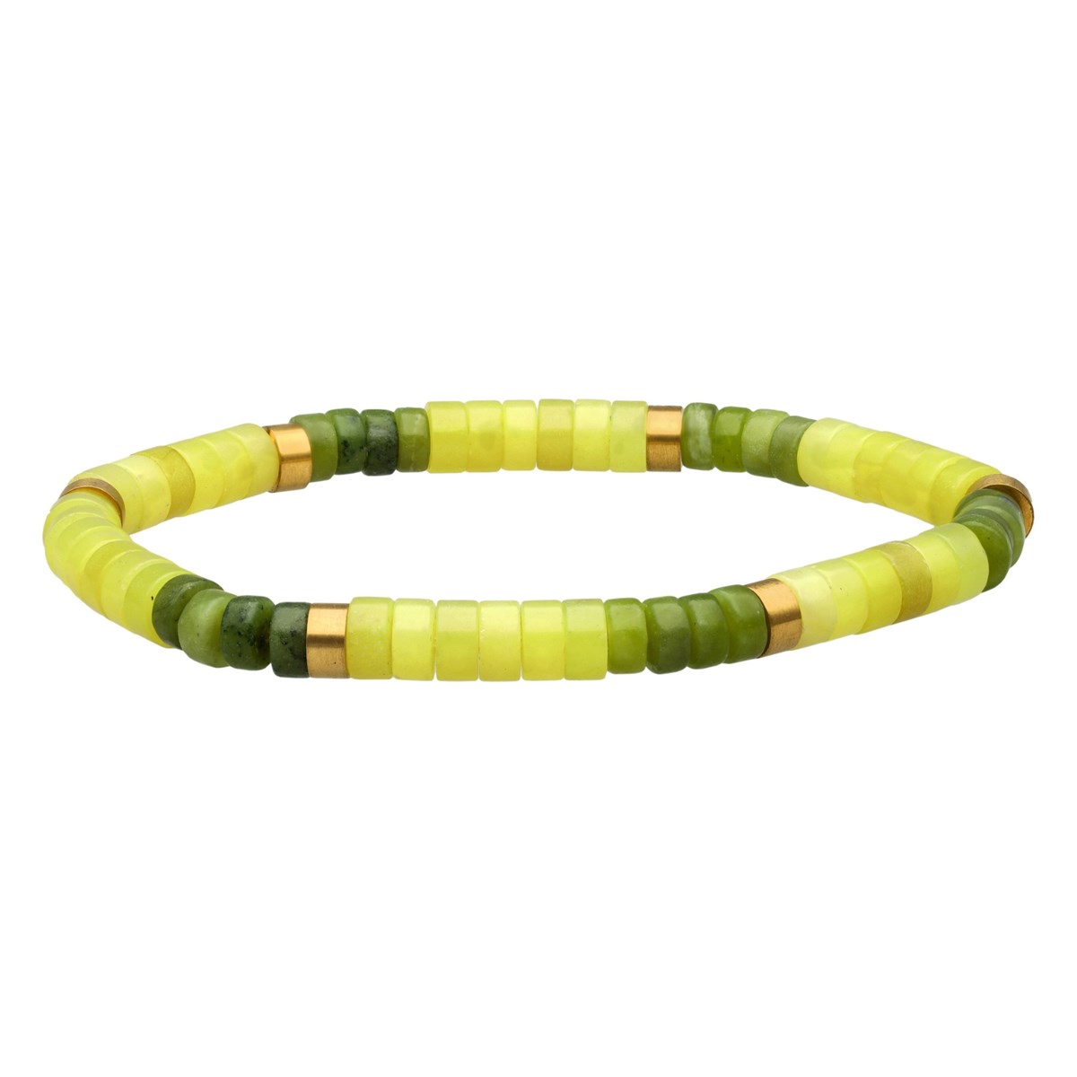 Bracelet Perles Heishi En Jaspe Jaune Et Jaspe Vert-enfant-12cm