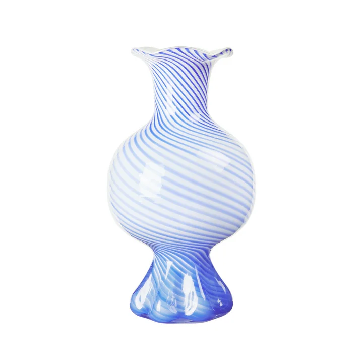 Broste Copenhagen - Mella Vase, intense blue / off-white