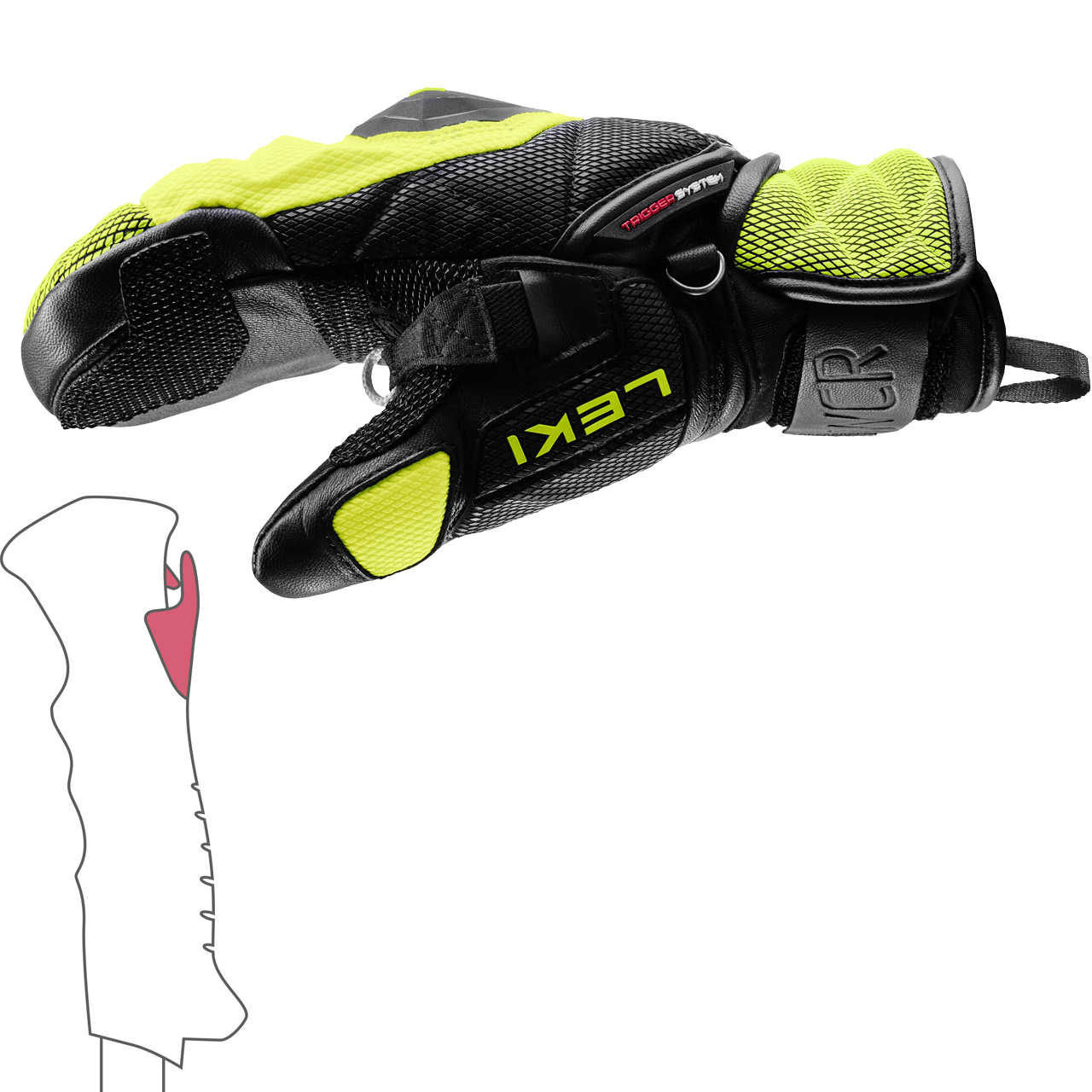 Leki Junior Fäustling WCR VENOM 3D black/ice lemon | Leki | L | Brands | XSPO-Fashion
