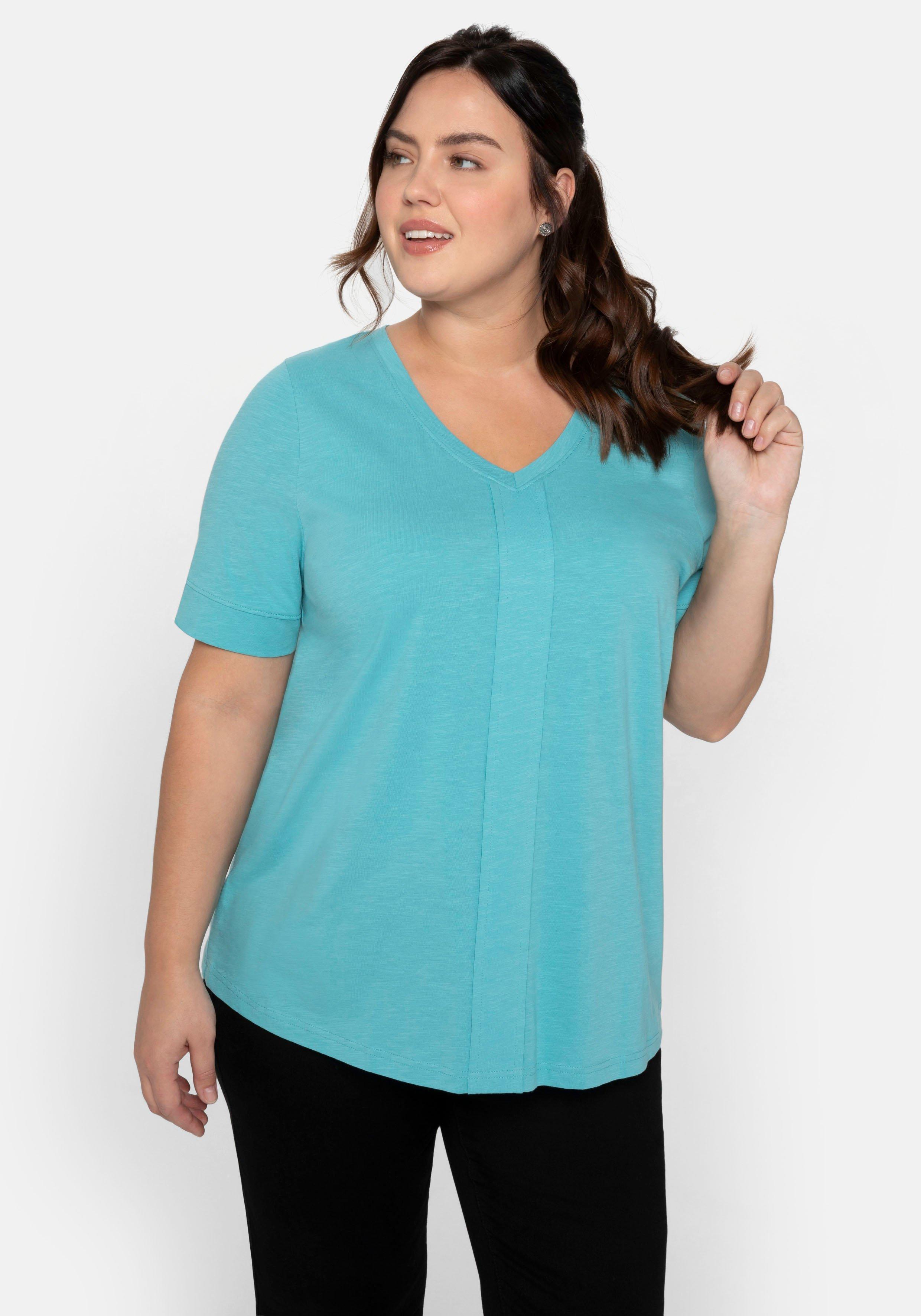 T-Shirt mit gesteppter Falte vorn, aus Jersey