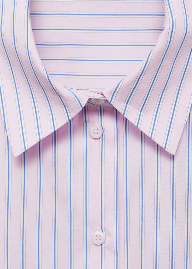 MANGO Striped cotton shirt Pink