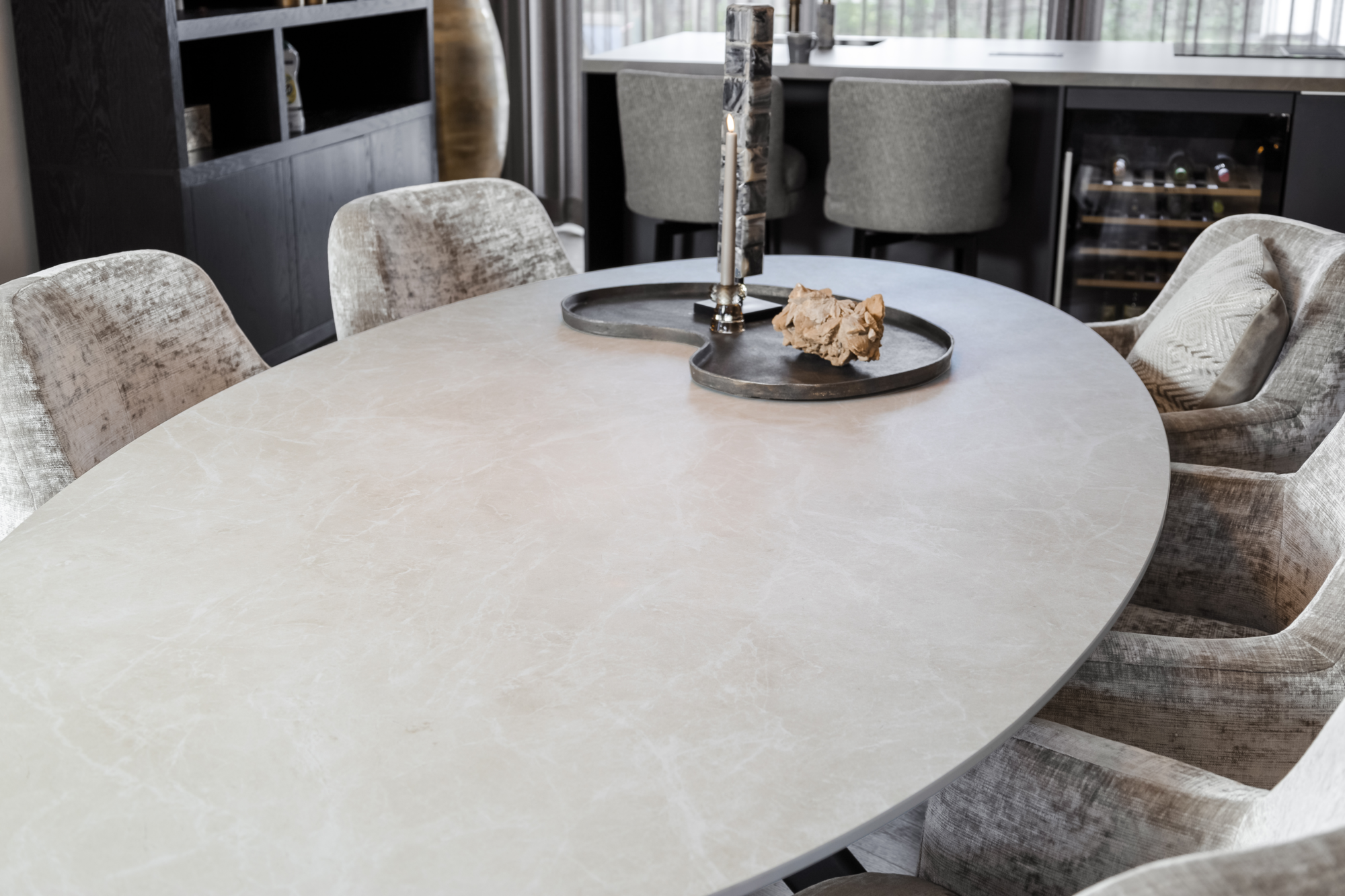 Eettafel Ovaal Fume 160x90 cm