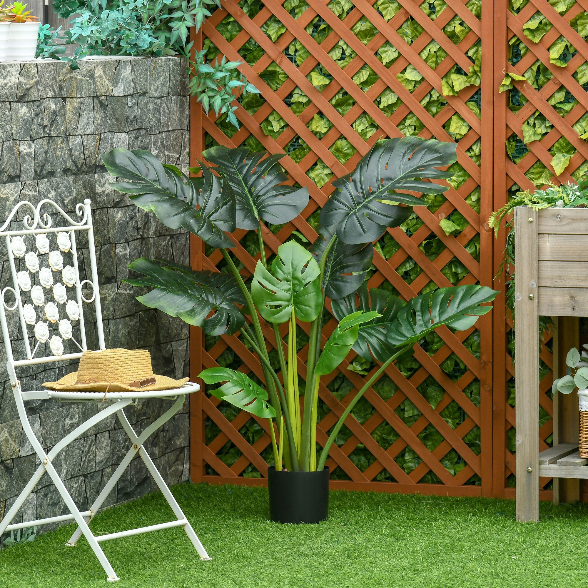 HOMCOM künstliche Pflanze inklusive PE-Moos und Zementerde bunt Ø17 x 110H cm