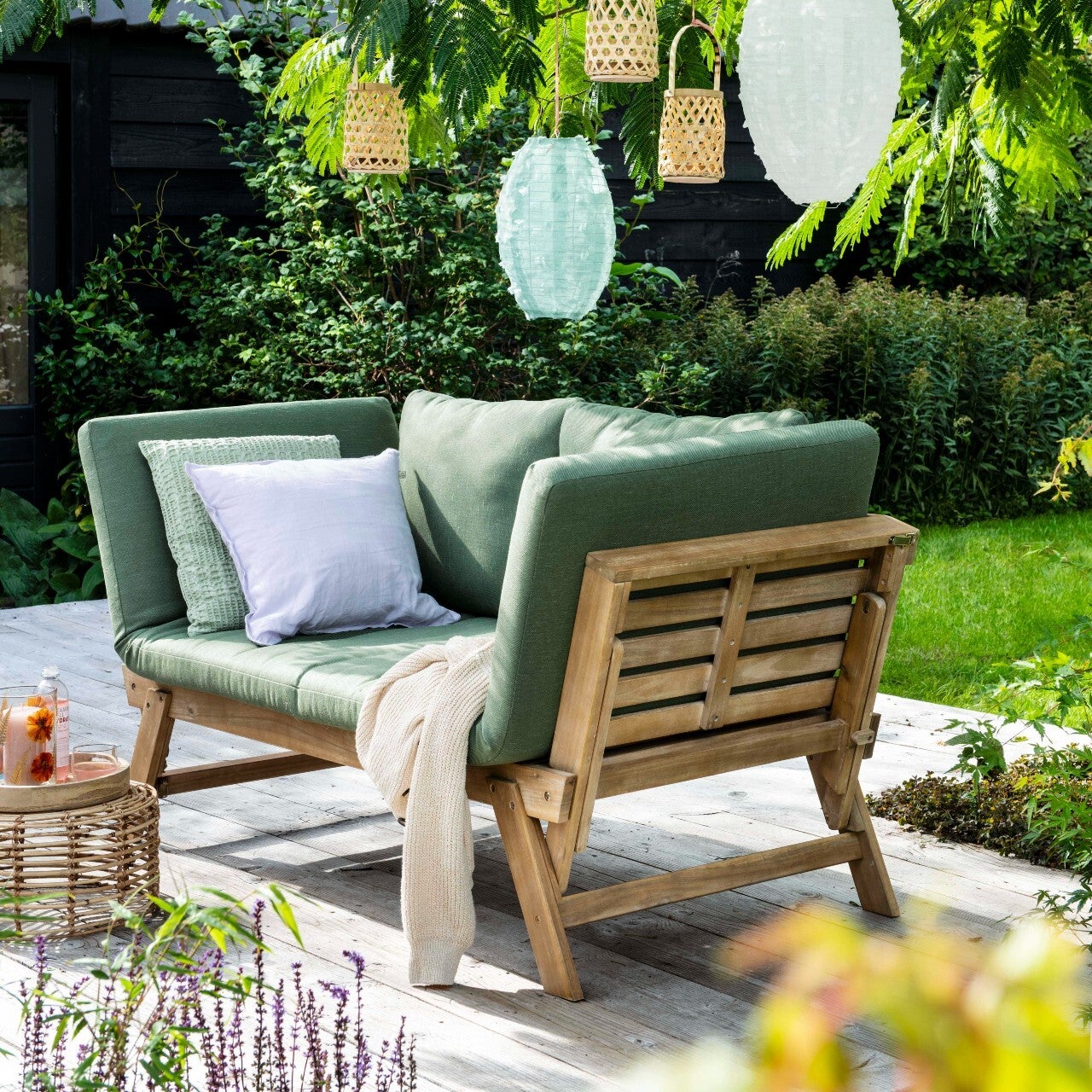 Intratuin tuinbank Lorient groen 175/220 x 90 x 75 cm