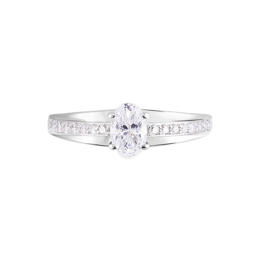 Bague Solitaire Tahyss Or Blanc Oxyde De Zirconium