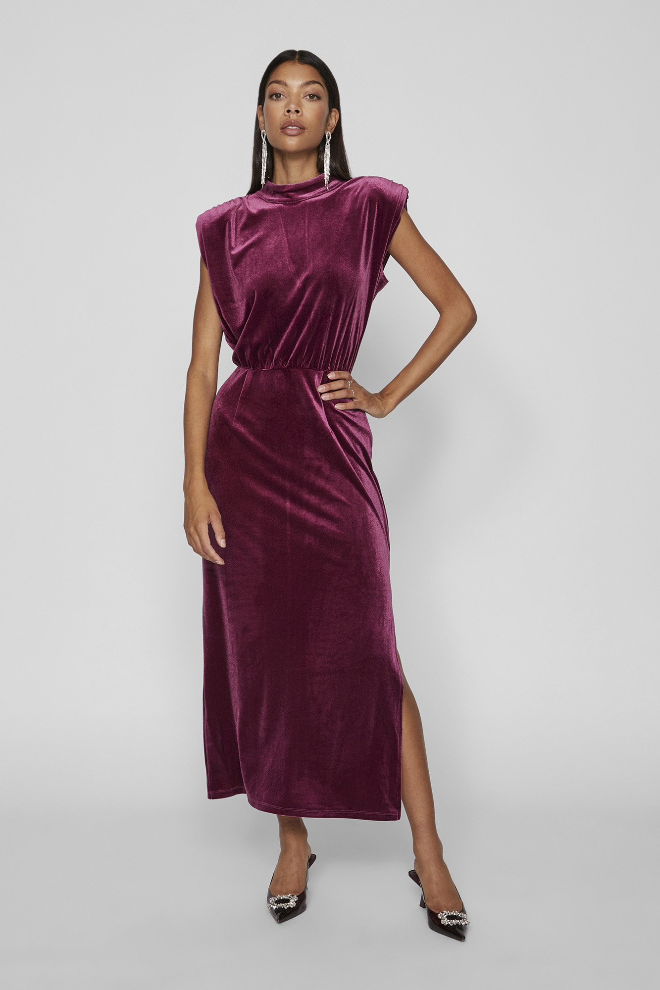 Vestido midi de veludo