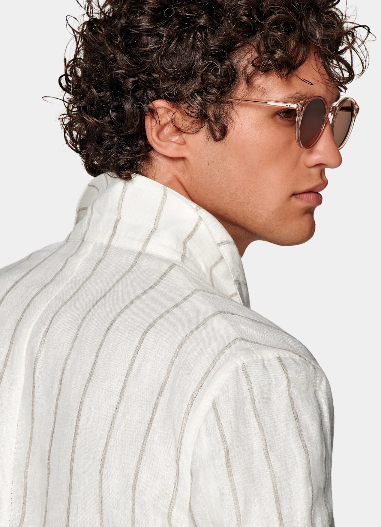 Veste chemise coupe Relaxed marron clair à rayures
