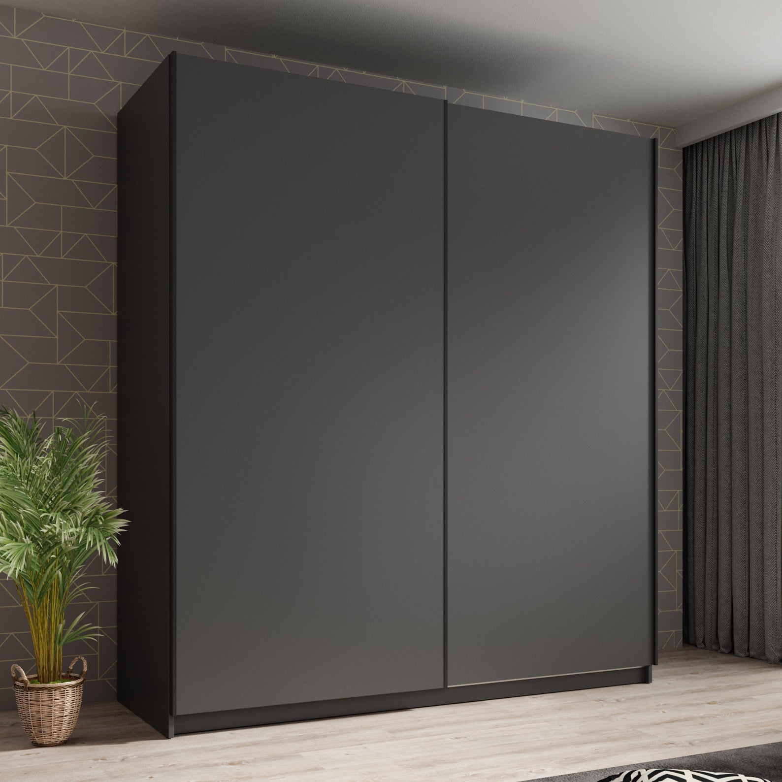 Ganaro - Kledingkast met schuifdeuren - Grijs - 180x62x198 cm