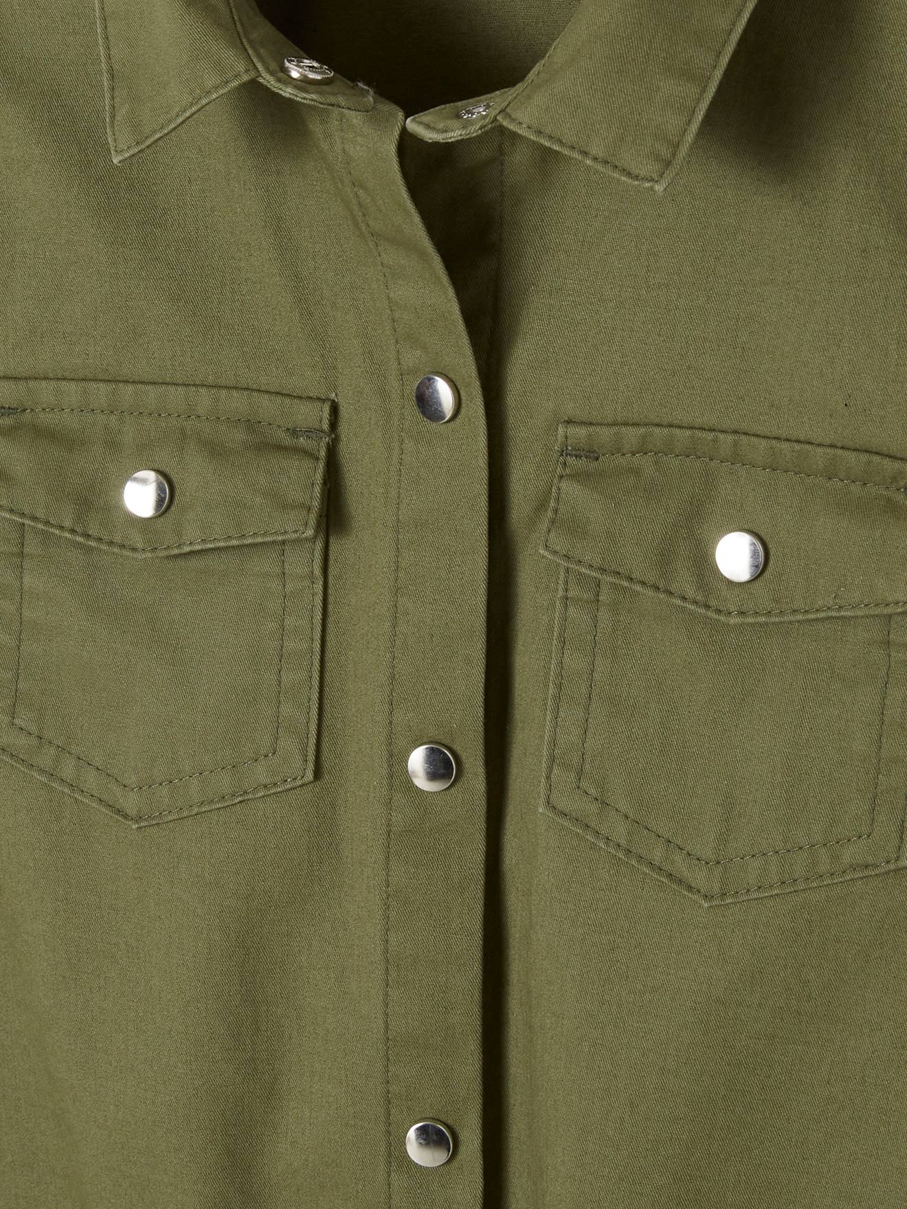 Macacão longo em tecido fluido, para meninas, verde escuro liso