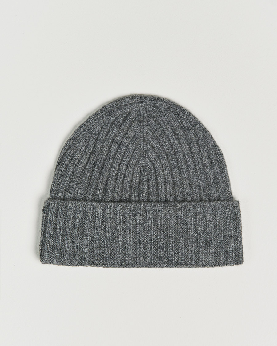 Amanda Christensen Rib Knitted Cashmere Cap Grey Melange