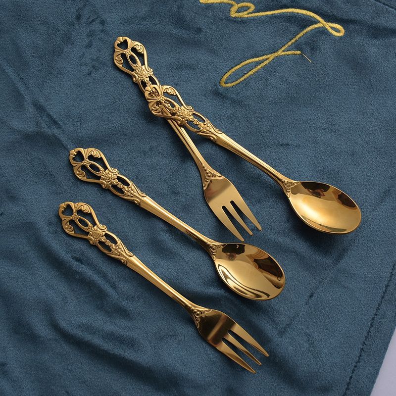 Hashi - Geëmbosseerde legering dessertlepel / vork
