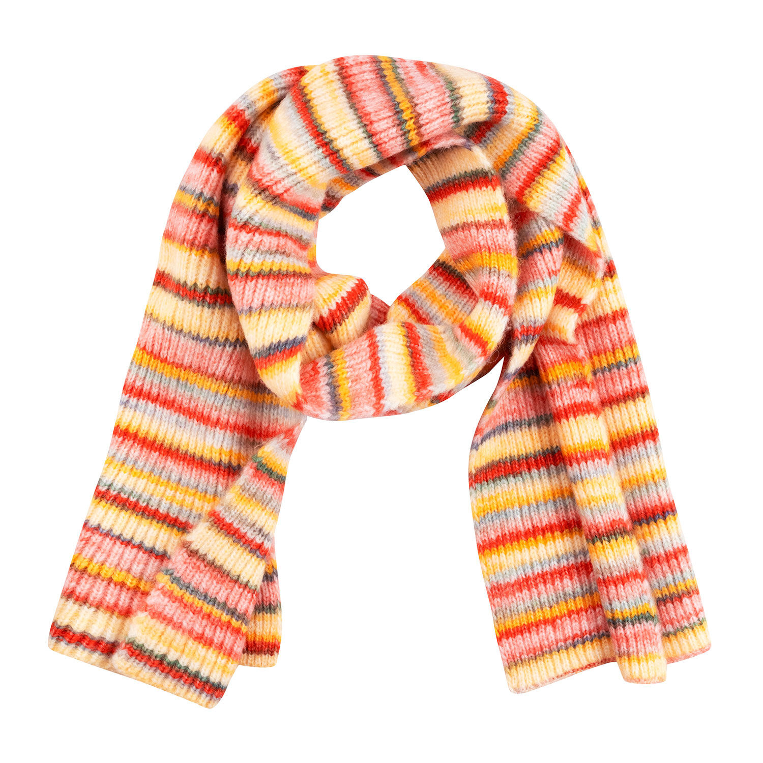 Bunt gestrickter Ringelschal für Damen