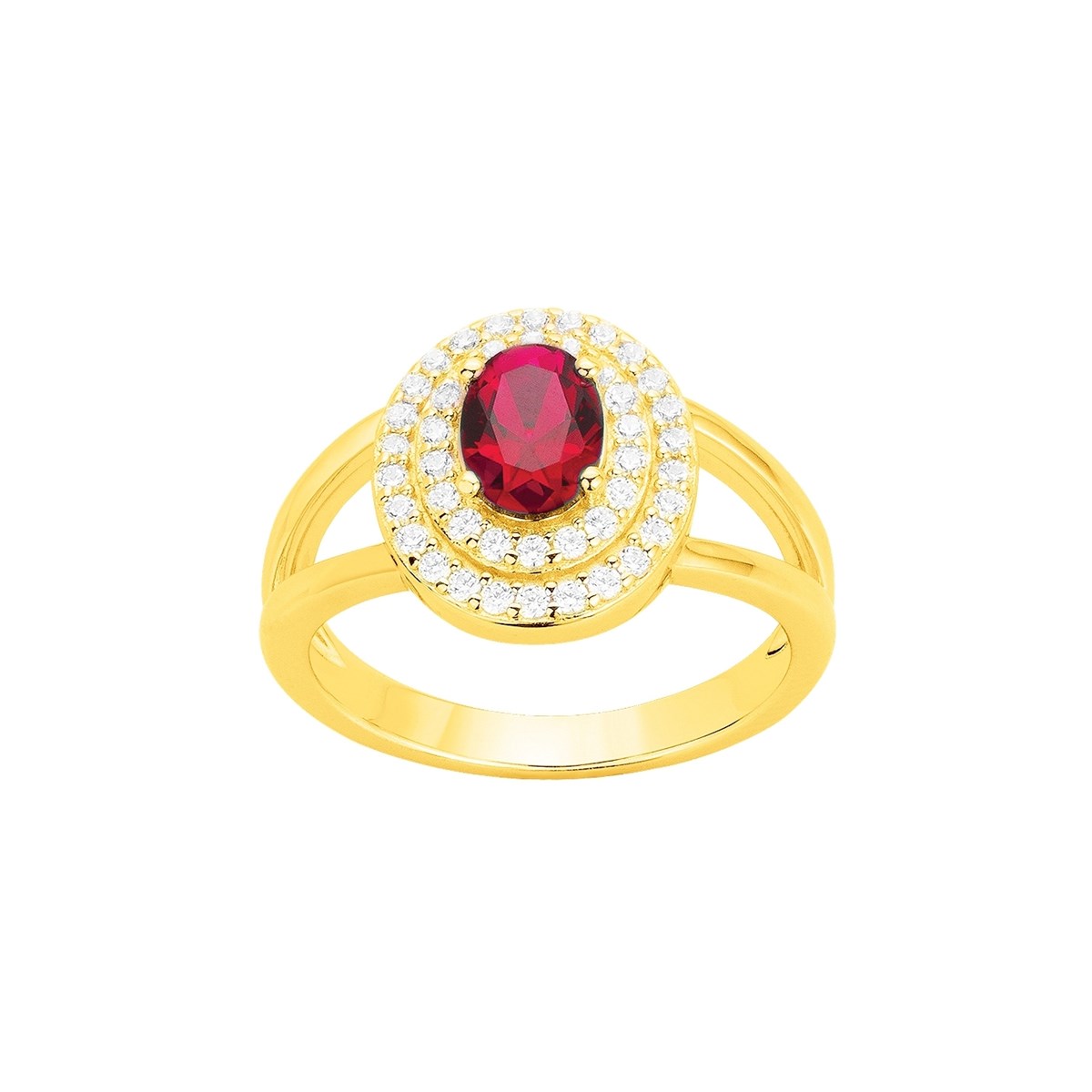 Bague en Plaqué Or avec spinelle rouge rubis