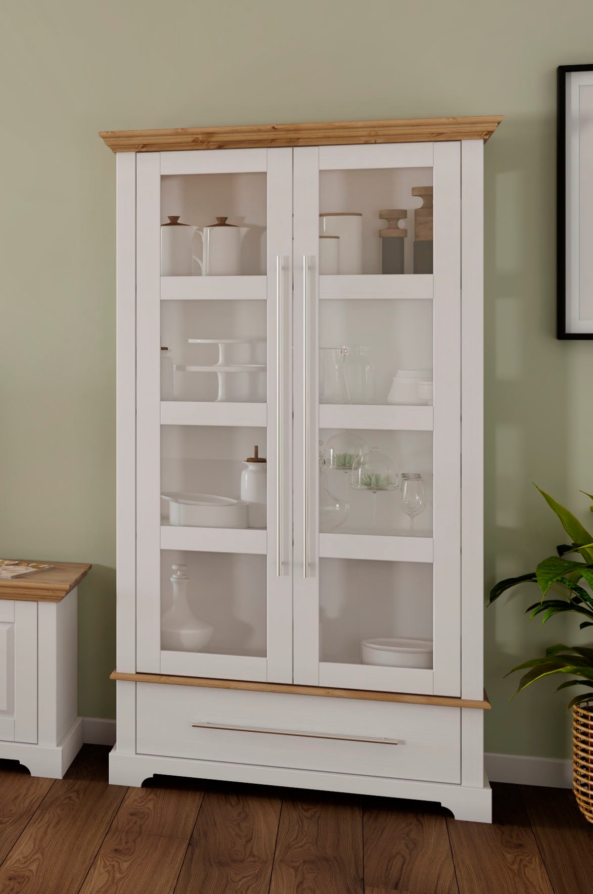 Home affaire Vitrine »Meliss« Höhe 169 cm, Breite 94 cm, 2-türig, Kiefer massiv, FSC®