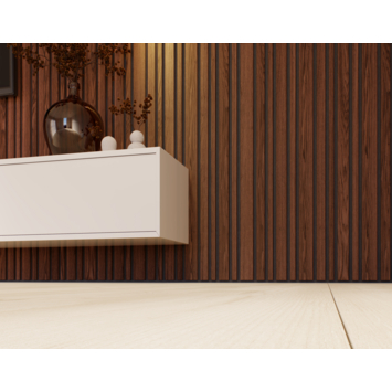 Lattenwand Decowall Acoustic Blend walnoot, combinatie van verschillendebreedtes, 260x30cm, 2 stuks (1.56m2)