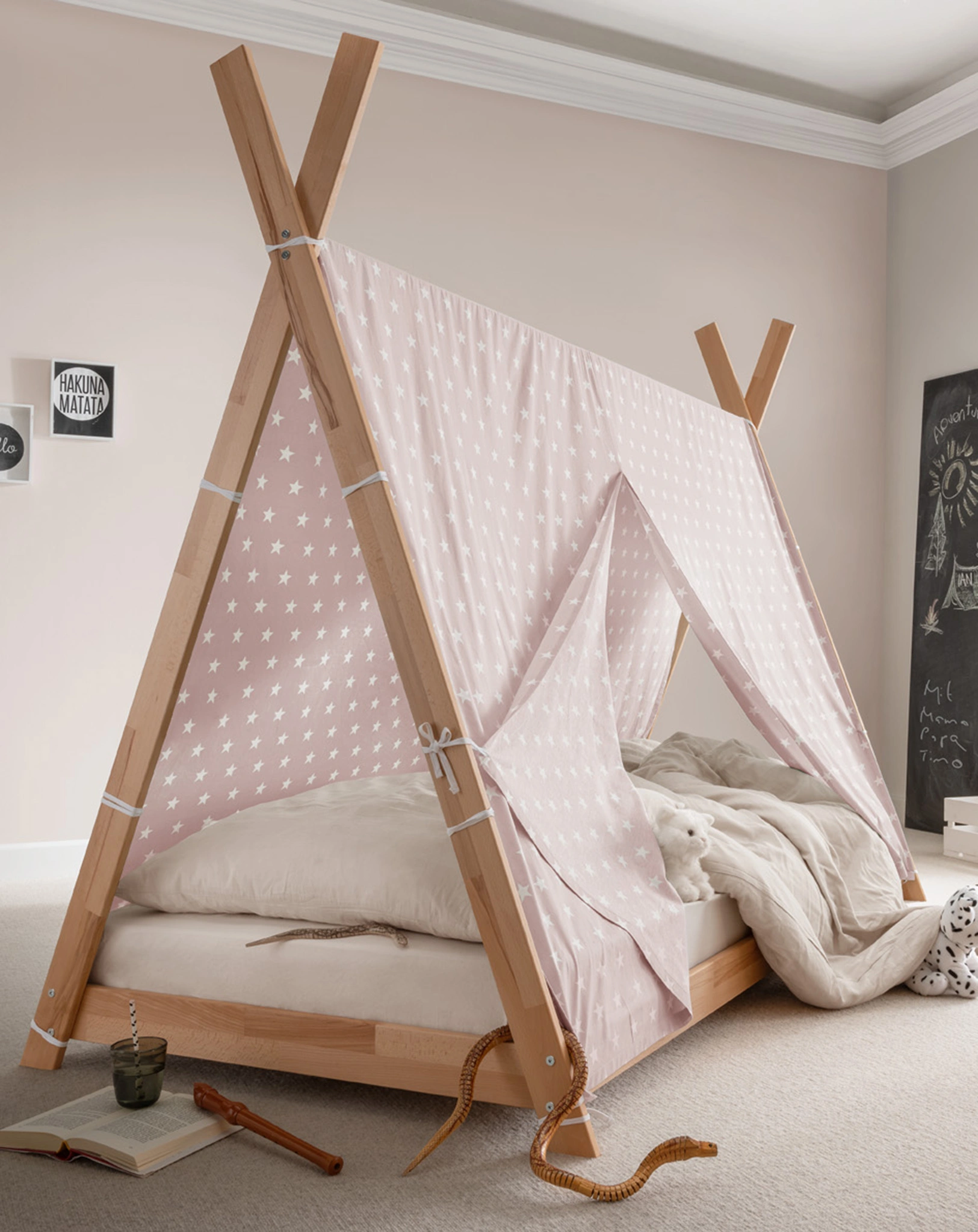 Stoffdach PINOCCHIO für Tipibett (Farbe: rosa)
