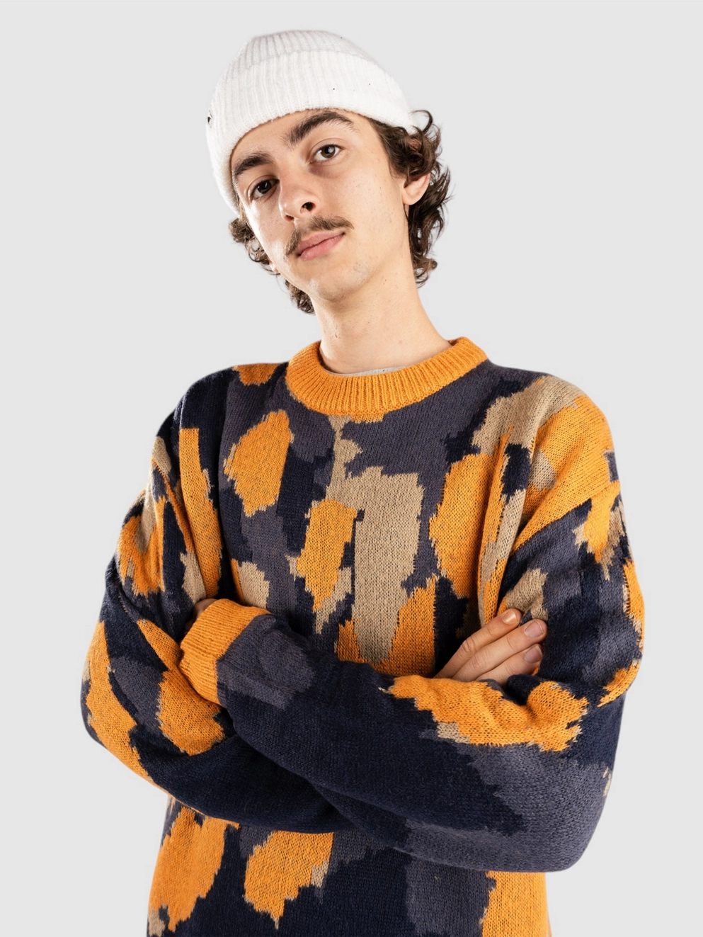 Denim Project Knitted Rose Pullover navy rose