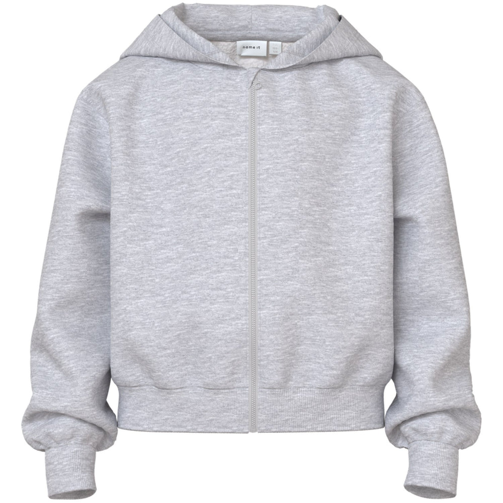 Køb Name It Light Grey Melange Mille Short Regular Sweat Cardigan Noos