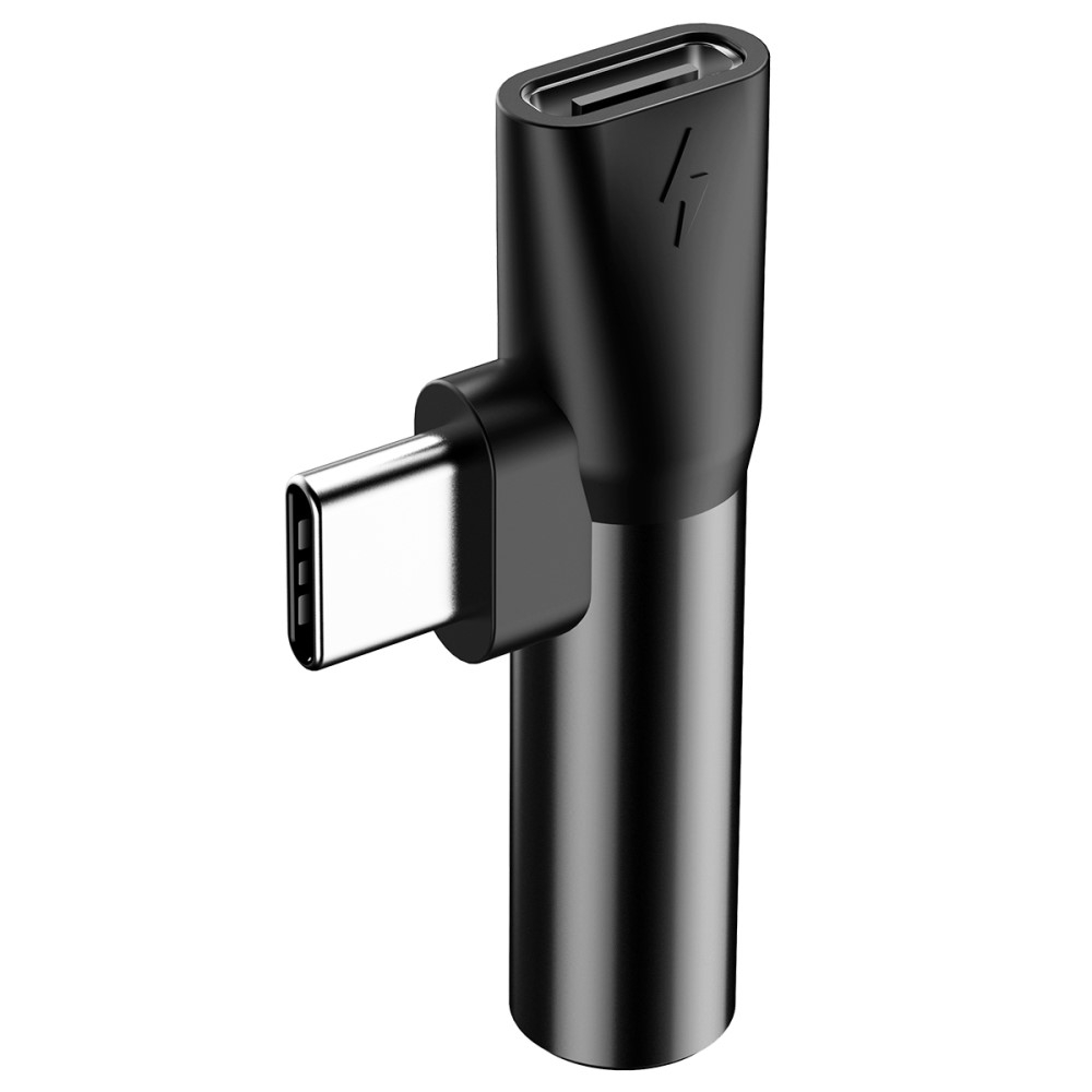 Mini 2in1 USB C auf 3.5mm Audio   USB C Adapter (1A) - Schwarz