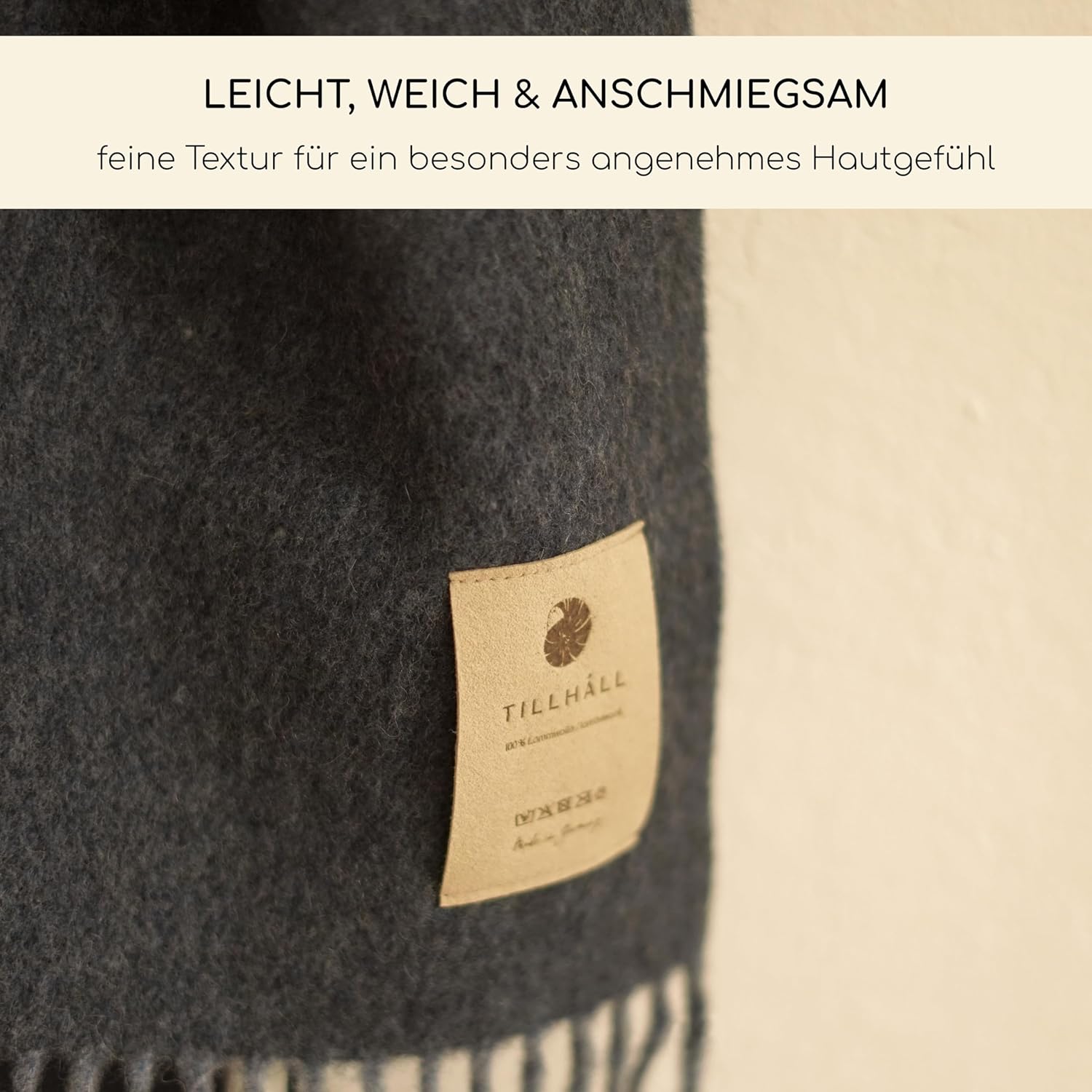 Herbst Wolldecke aus 100% Reiner Bio-Lammwolle | leicht & weich | Made in Germany | 130x190 cm | Double-face Optik – Blau
