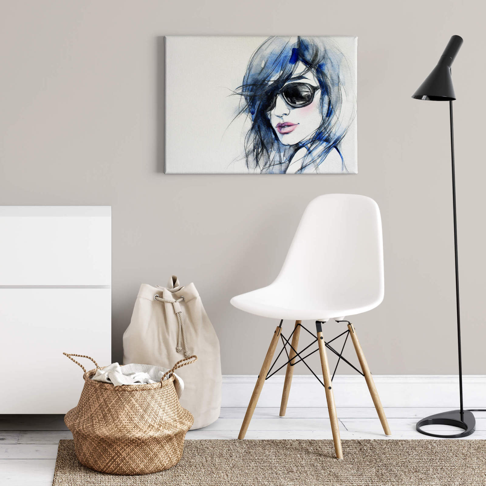 Leinwandbild SONNENBRILLE - blau - 70x50 cm