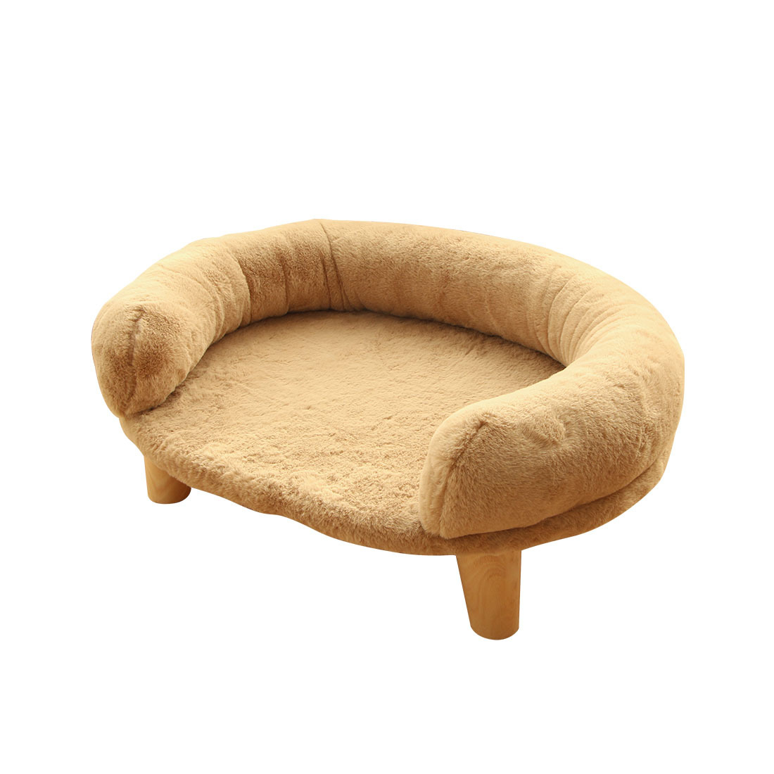 (60x40x21cm) Erhöhtes Haustier Bett Hundesofa Kuscheliges Katzen Hochbett - Braun