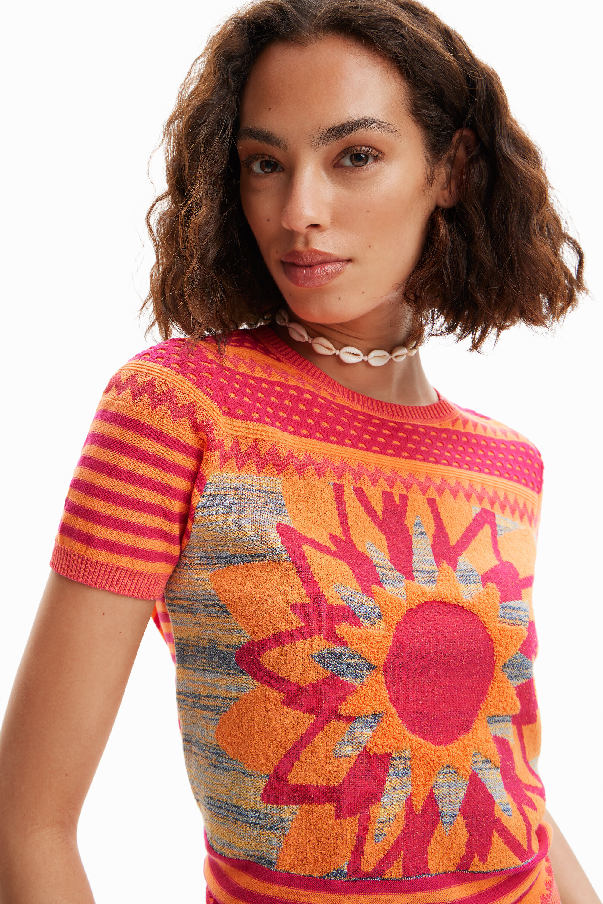 T-shirt fleur maille