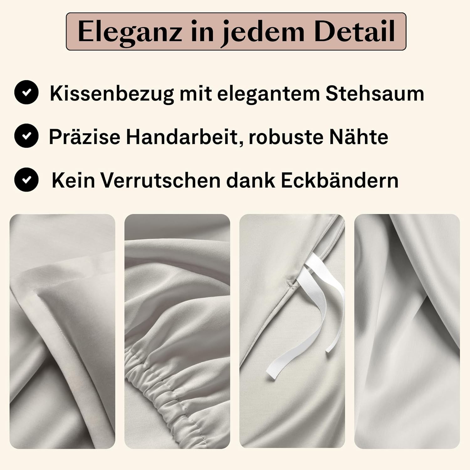 Spannbettlaken 100x200cm Baumwolle Beige/Sand | Hohe Matratze bis 30cm Steghöhe | Ägyptische Baumwolle | Mako Satin