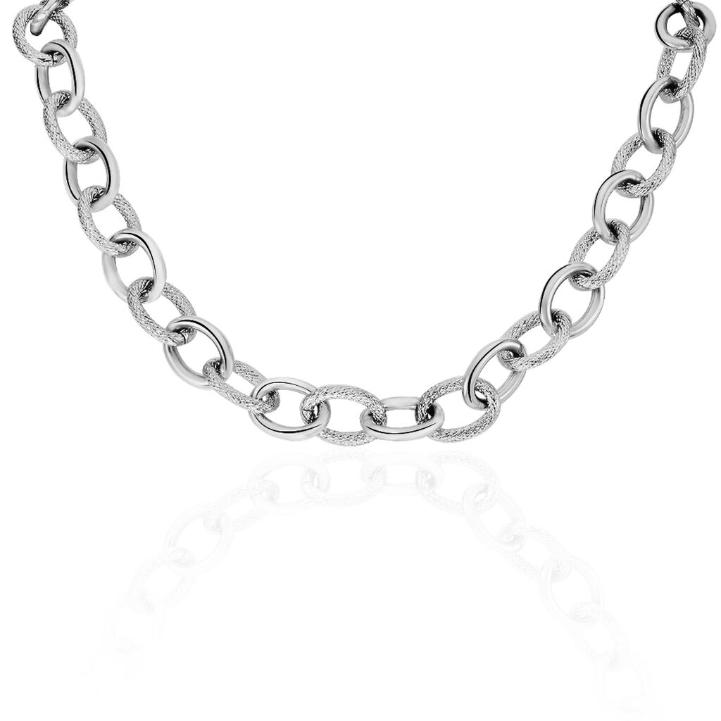 Collier Aelia Maille Alternee Acier Blanc