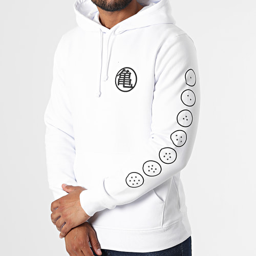 Sweat Capuche Kame Kanji Chest Blanc Noir